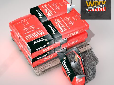 Construction - Cement Bags in Use 3D Model