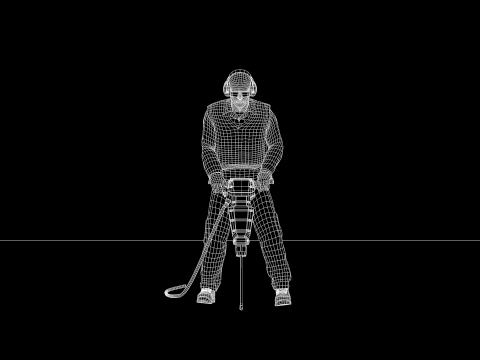 Builder with Jackhammer 3D Model
