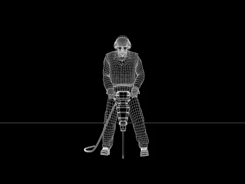 Builder with Jackhammer 3D Model