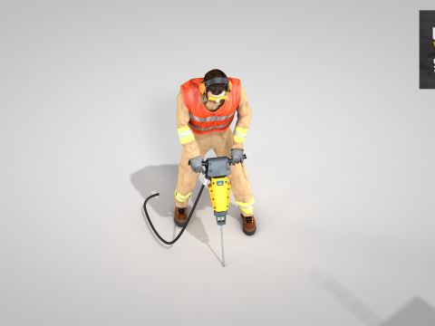 Builder with Jackhammer 3D Model