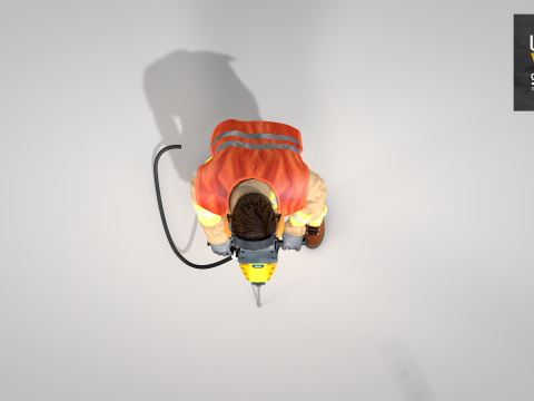Builder with Jackhammer 3D Model
