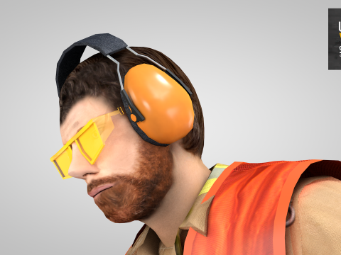 Builder with Jackhammer 3D Model