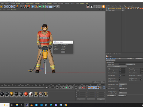 Builder with Jackhammer 3D Model