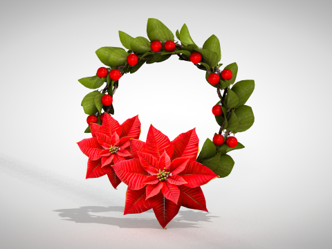 Karangan Bunga Natal - Bunga Merah Model 3D