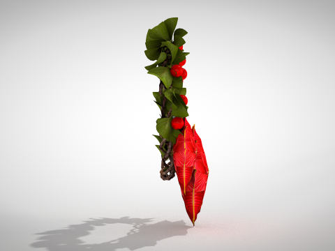 圣诞花环 - 红色花朵 3D 模型