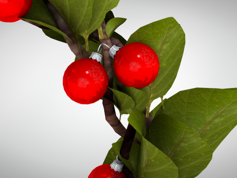 圣诞花环 - 红色花朵 3D 模型