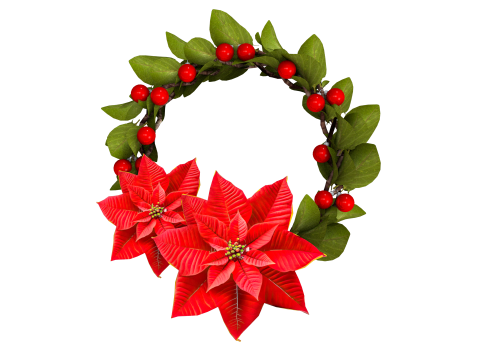 圣诞花环 - 红色花朵 3D 模型