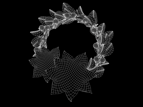 圣诞花环 - 红色花朵 3D 模型