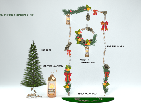 Weihnachtskranz mit Tannenzweigen 3D Modell