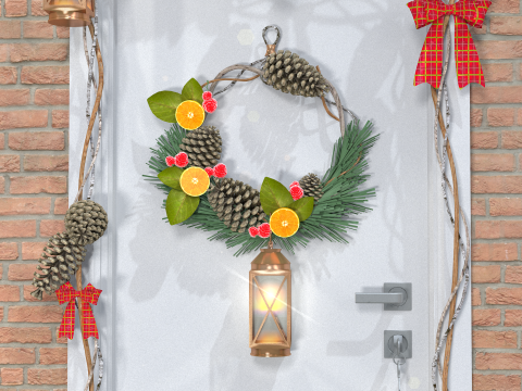 Weihnachtskranz mit Tannenzweigen 3D Modell