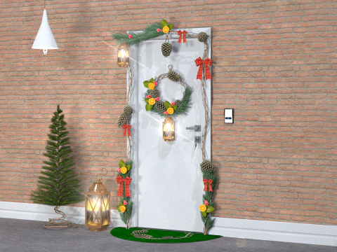 Christmas Wreath with Pine Branches 3D Model