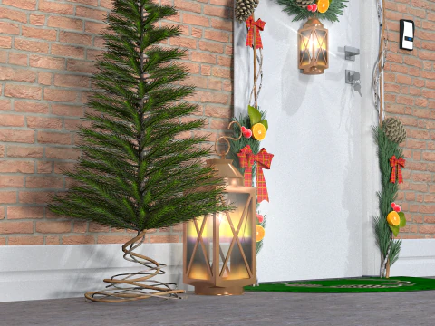Christmas Wreath with Pine Branches 3D Model