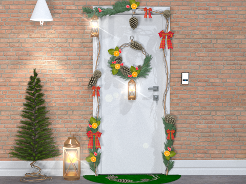 Weihnachtskranz mit Tannenzweigen 3D Modell