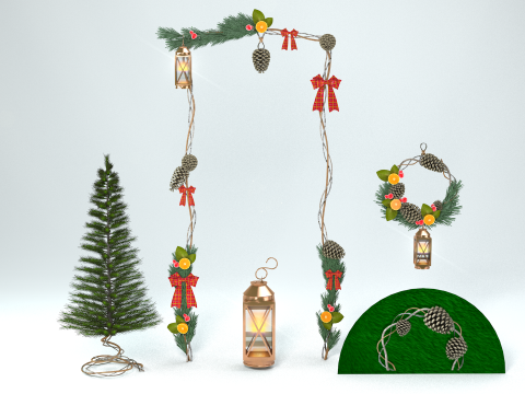 Weihnachtskranz mit Tannenzweigen 3D Modell