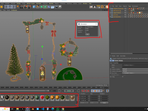Weihnachtskranz mit Tannenzweigen 3D Modell