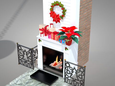 Cheminée et décoration de Noël Modèle 3D