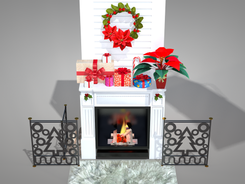 Cheminée et décoration de Noël Modèle 3D