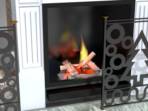 Cheminée et décoration de Noël Modèle 3D