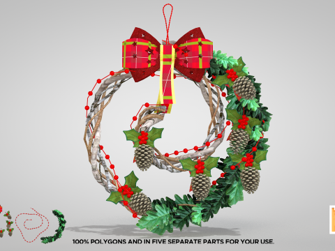 Різдвяний вінок - висушені соснові гілки 3D Модель