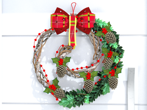 Corona Navideña - Ramas De Pino Secas Modelo 3D
