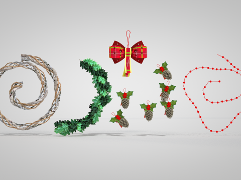 Corona Navideña - Ramas De Pino Secas Modelo 3D