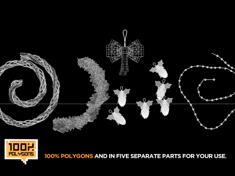 Corona Navideña - Ramas De Pino Secas Modelo 3D