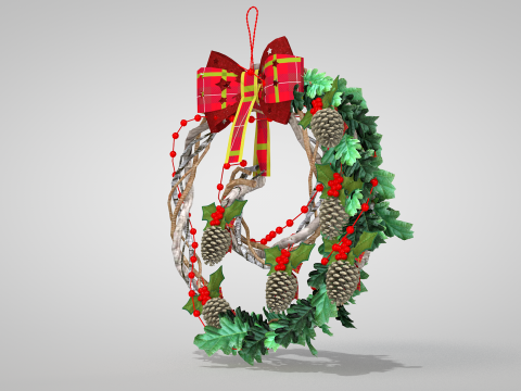 Corona Navideña - Ramas De Pino Secas Modelo 3D