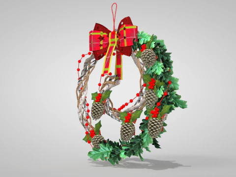 Christmas Wreath - Dried Pine Branches 3D Model