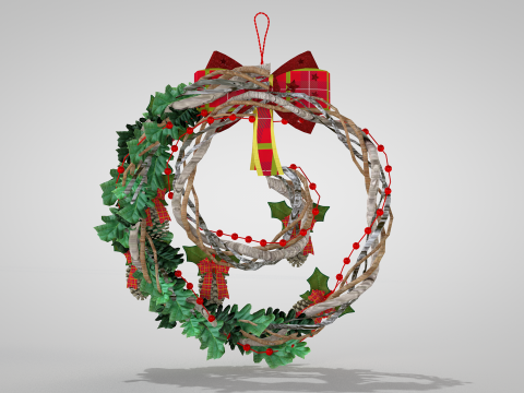 Corona Navideña - Ramas De Pino Secas Modelo 3D