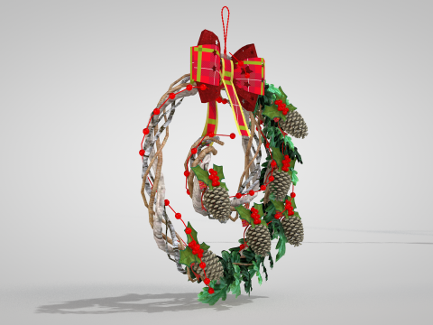 Corona Navideña - Ramas De Pino Secas Modelo 3D