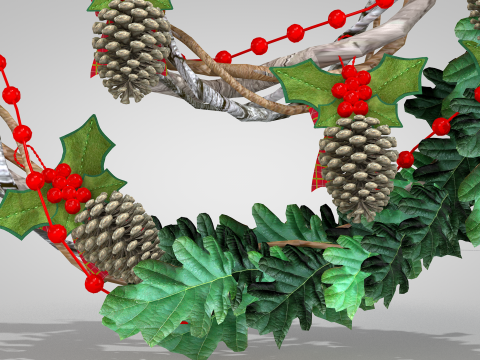 Corona Navideña - Ramas De Pino Secas Modelo 3D