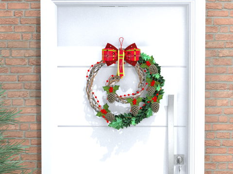 Corona Navideña - Ramas De Pino Secas Modelo 3D