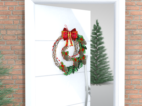 Corona Navideña - Ramas De Pino Secas Modelo 3D