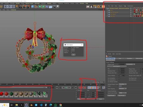 Corona Navideña - Ramas De Pino Secas Modelo 3D