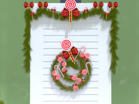 크리스마스 롤리팝 벽난로 가득 3D 모델