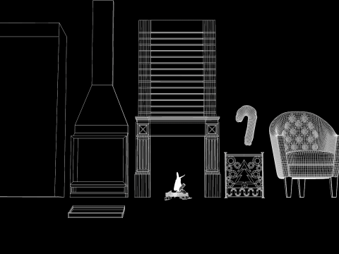 크리스마스 롤리팝 벽난로 가득 3D 모델