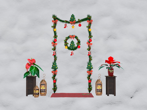 Wieńce świąteczne Dekoracja całych drzwi Model 3D