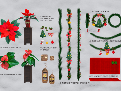 Wieńce świąteczne Dekoracja całych drzwi Model 3D