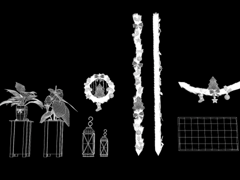 Wieńce świąteczne Dekoracja całych drzwi Model 3D