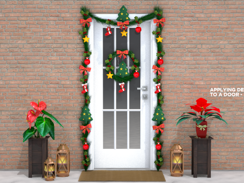 Wieńce świąteczne Dekoracja całych drzwi Model 3D