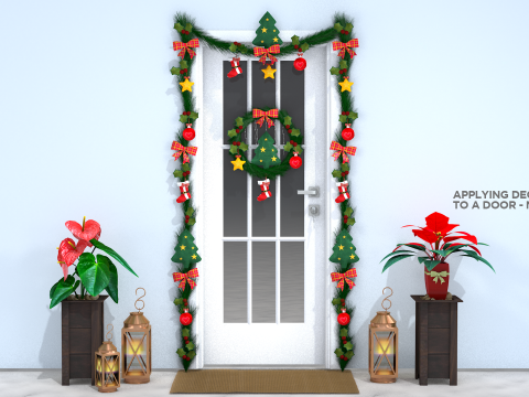 Wieńce świąteczne Dekoracja całych drzwi Model 3D