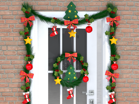 Wieńce świąteczne Dekoracja całych drzwi Model 3D