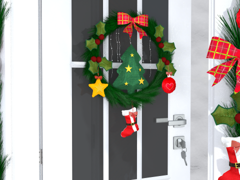 Wieńce świąteczne Dekoracja całych drzwi Model 3D