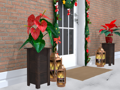 Wieńce świąteczne Dekoracja całych drzwi Model 3D