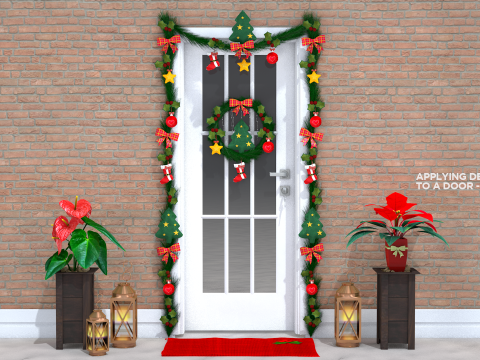 Wieńce świąteczne Dekoracja całych drzwi Model 3D