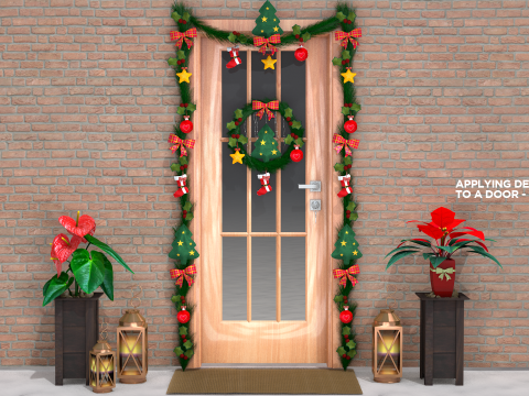 Wieńce świąteczne Dekoracja całych drzwi Model 3D