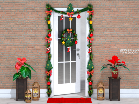 Wieńce świąteczne Dekoracja całych drzwi Model 3D