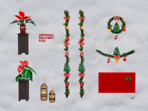 Wieńce świąteczne Dekoracja całych drzwi Model 3D