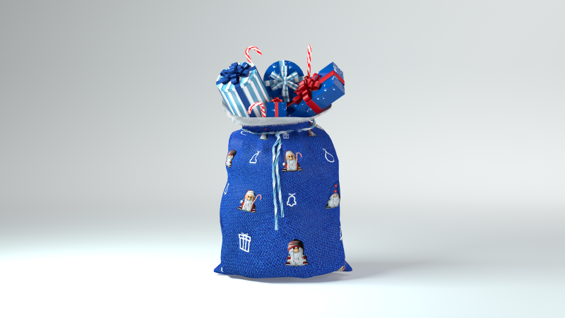 Sac cadeau bleu du Père Noël Modèle 3D .c4d .max .obj .3ds .fbx .stl .blend 