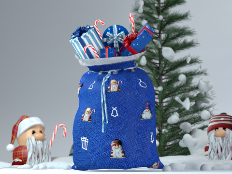 Sac cadeau bleu du Père Noël Modèle 3D